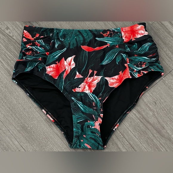 Tutorutor Women’s High Waisted Tropical Bottom, Racer Back Top 2 PC Swimsuit Med - Picture 11 of 16